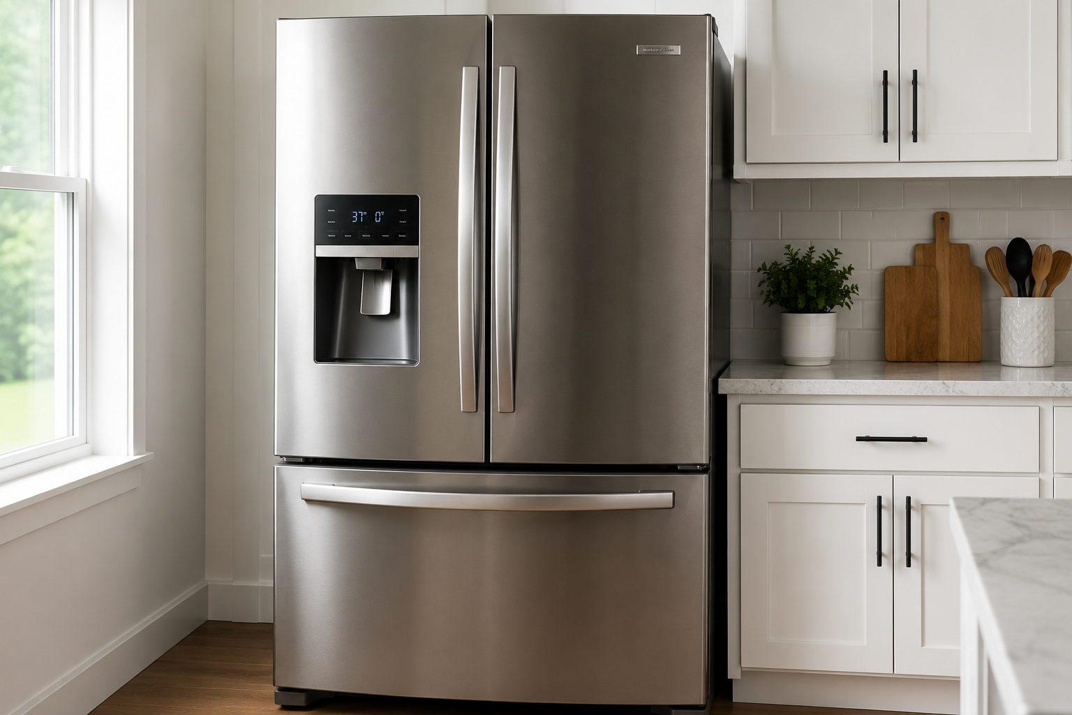 Technician-ready stainless steel refrigerator and freezer appliance commonly repaired by Appliance Rescue KC in the Kansas City area.